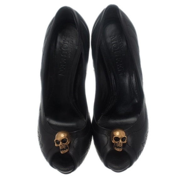 *SOLD* New Alexander McQueen Dimond Skull Peep Toe - Picture 2 of 7